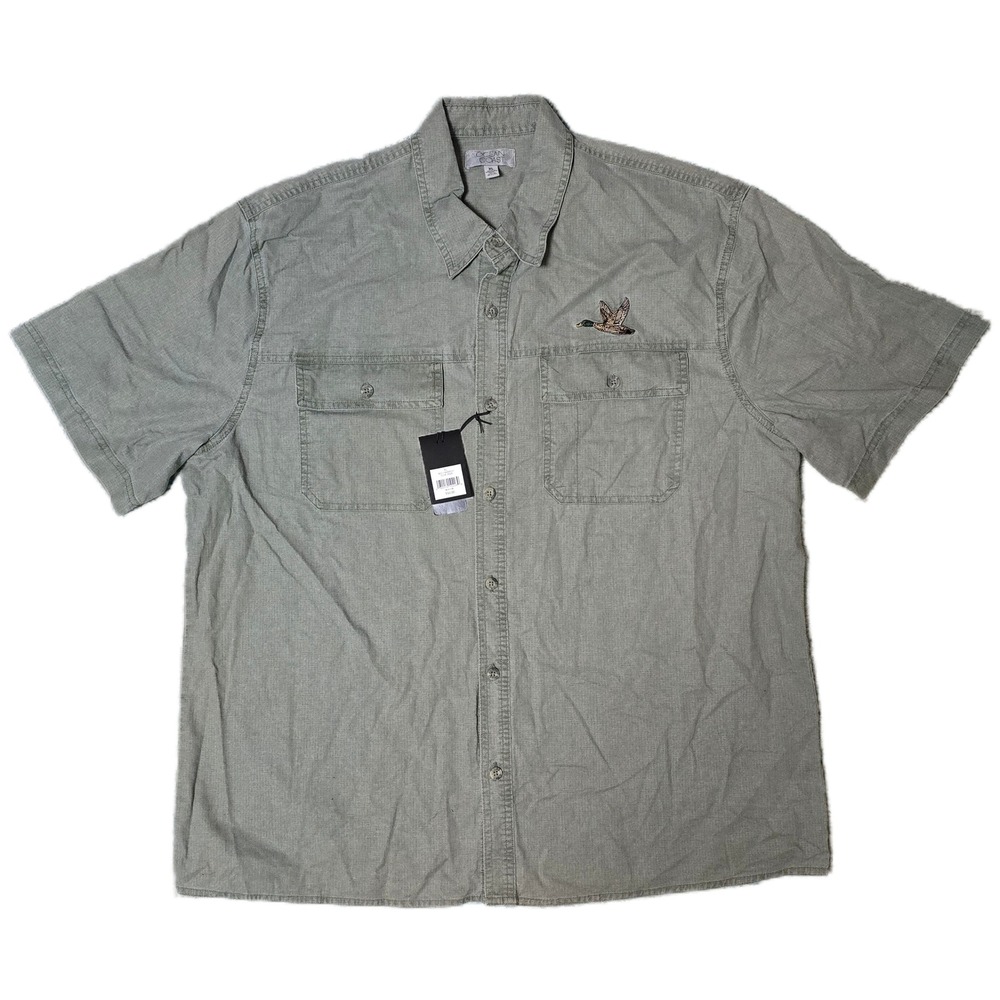 Ocean Coast Mens XL Short Sleeve Button Shirt Duck Embroidered Casual Shirt (AC)